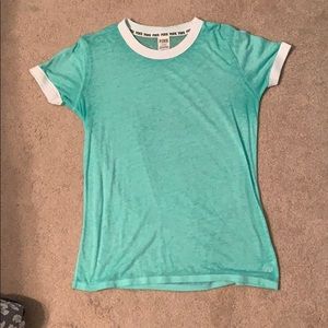 PINK Ringer Tee (Teal)